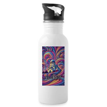 Belgrad Serbien Panorama Design - Trinkflasche mit integriertem Trinkhalm - Weiß - Rechts