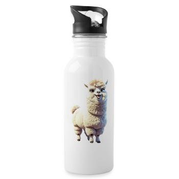 Alpaka - Trinkflasche mit integriertem Trinkhalm - Weiß - Rechts