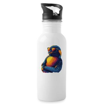 Bevor du fragst Nein Cute Pinguin mit Sonnenbrille - Trinkflasche mit integriertem Trinkhalm - Weiß - Rechts