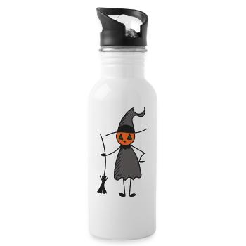 Halloween-Kürbis - Trinkflasche mit integriertem Trinkhalm - Weiß - Rechts
