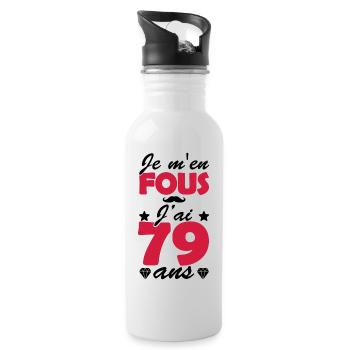 j'ai 79 ans / t-shirt 79 ans / anniversaire 79 ans - Gourde avec paille intégrée - blanc - Droite