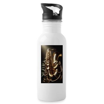Saxophon - Trinkflasche mit integriertem Trinkhalm - Weiß - Rechts