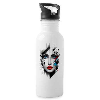 Frauen Girl Power Design Kunst Weiblicher Feminismus Symbol - Trinkflasche mit integriertem Trinkhalm - Weiß - Rechts