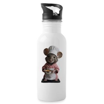 Souris cuisinier - Gourde avec paille intégrée - blanc - Droite