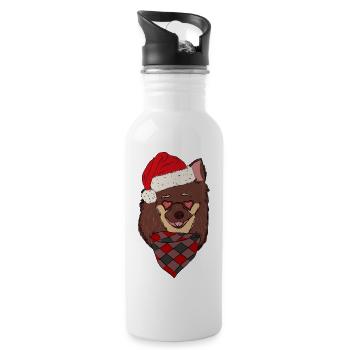 Chapeau de Noël Chihuahua Santa - Gourde avec paille intégrée - blanc - Droite