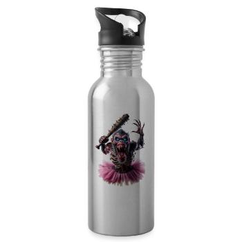 Zombie Affe im Tutu - Trinkflasche mit integriertem Trinkhalm - Lightsilver - Rechts