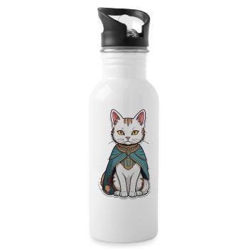 Cat Wizard - Water bottle with straw - white - Right