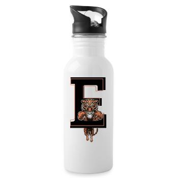 Buchstabe E Tiger - Geschenkidee - Trinkflasche mit integriertem Trinkhalm - Weiß - Rechts