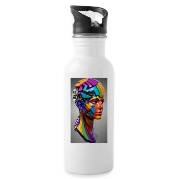 Color 1 - Trinkflasche mit integriertem Trinkhalm - Weiß - Rechts