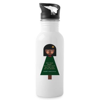 Weihnachtsgruß-Puppe im Grün - Trinkflasche mit integriertem Trinkhalm - Weiß - Rechts