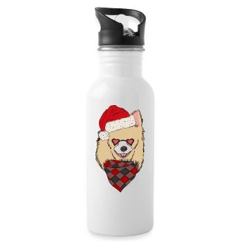 Chihuahua avec chapeau de Père Noël - Gourde avec paille intégrée - blanc - Droite