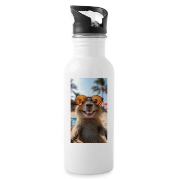 Chilling Capybara sur la plage - Gourde avec paille intégrée - blanc - Droite