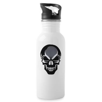 Rock Music Skull - Water bottle with straw - white - Right