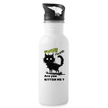 Skurrile schwarze Katze - Trinkflasche mit integriertem Trinkhalm - Weiß - Rechts