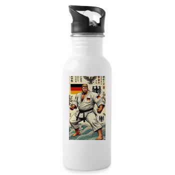 Deutscher Karate MEISTER - Trinkflasche mit integriertem Trinkhalm - Weiß - Rechts