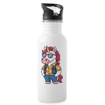 Funny Summer Unicorn - Water bottle with straw - white - Right