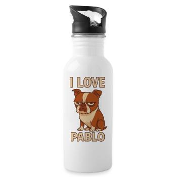 I Love Pablo the dog - Water bottle with straw - white - Right