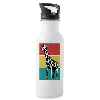 GIRAFFE on a colored background - Water bottle with straw - white - Right