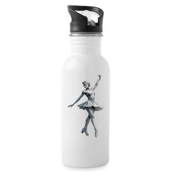 Ballerine Low Poly - Ballet Design - Gourde avec paille intégrée - blanc - Droite