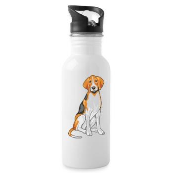 Sitzender Foxhound - Trinkflasche mit integriertem Trinkhalm - Weiß - Rechts
