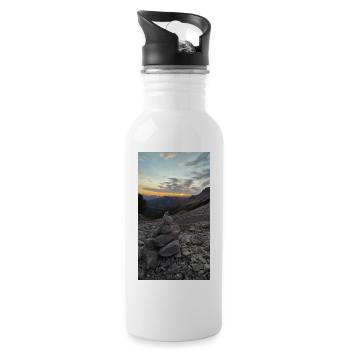 Sunset in the mountains - Water bottle with straw - white - Right