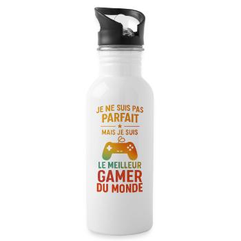 Le meilleur gamer du monde Geek Gamer Gaming - Gourde avec paille intégrée - blanc - Droite