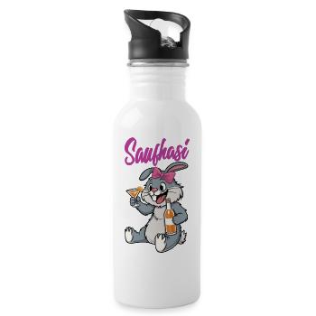 Niedlicher Hasen-Traum mit Party-Accessoires - Trinkflasche mit integriertem Trinkhalm - Weiß - Rechts