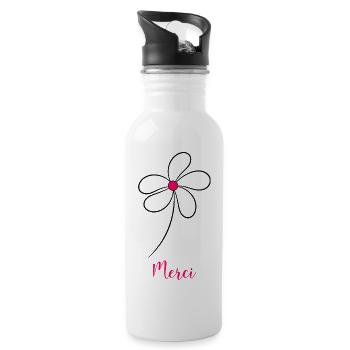 GELIEBTE. VIELEN DANK. DANKE HERRIN. GESCHENK - Trinkflasche mit integriertem Trinkhalm - Weiß - Rechts