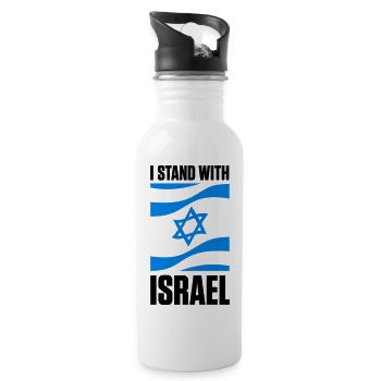 Stand With Israel Jerusalem Tel Aviv Star of David - Water bottle with straw - white - Right