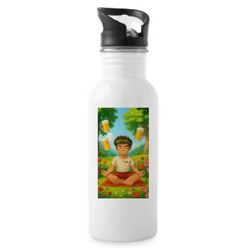 Apple Juice Meditation - Water bottle with straw - white - Right