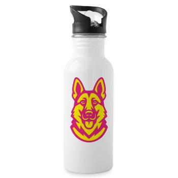 Schäferhund Pop-Art - Trinkflasche mit integriertem Trinkhalm - Weiß - Rechts