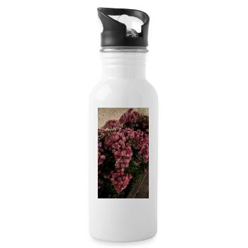 Rosenblüte im Garten - Trinkflasche mit integriertem Trinkhalm - Weiß - Rechts