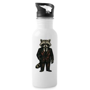 Mafiaboss Waschbär - Water bottle with straw - white - Right
