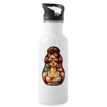 Russian Matryoshka Music Russia Russian - Water bottle with straw - white - Right