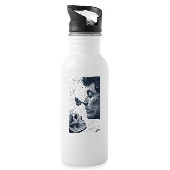 Skull and Butterfly - Water bottle with straw - white - Right