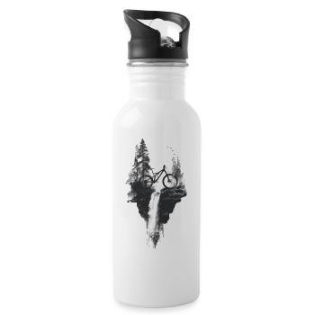 Mountainbike Waldlandschaft Waterfall Abenteuer - Trinkflasche mit integriertem Trinkhalm - Weiß - Rechts