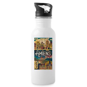 Amiens Cityscape Whimsy France City - Water bottle with straw - white - Right