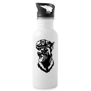 Malinois' Head - Water bottle with straw - white - Right