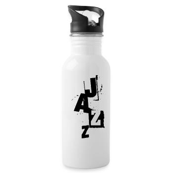 distressed bold jazz music logo - Trinkflasche mit integriertem Trinkhalm - Weiß - Rechts