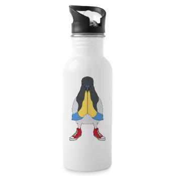 Gebetstaube mit Schuhen - Trinkflasche mit integriertem Trinkhalm - Weiß - Rechts