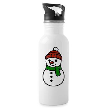 Cute snowman with hat & scarf - Water bottle with straw - white - Right