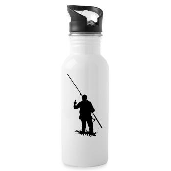 Angler - Trinkflasche mit integriertem Trinkhalm - Weiß - Rechts