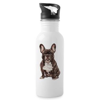 Bouledogue français Illustration : Élégant - Gourde avec paille intégrée - blanc - Droite