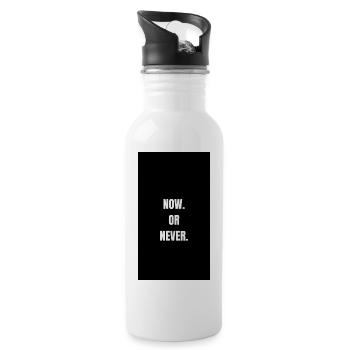Jetzt Oder Nie - Starke Typo - Trinkflasche mit integriertem Trinkhalm - Weiß - Rechts