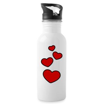 Hearts Symbol Love - Water bottle with straw - white - Right