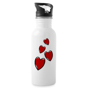 Herzen Symbol - Trinkflasche mit integriertem Trinkhalm - Weiß - Rechts