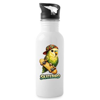 Skatebird – Perroquet tropical avec skateboard & Ca - Gourde avec paille intégrée - blanc - Droite