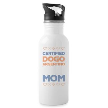 Certified Dogo Argentino Mom - Water bottle with straw - white - Right
