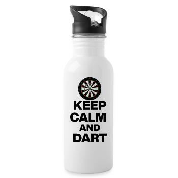 KEEP CALM AND DART ON! 180 DARTS PLAYER GIFT - Water bottle with straw - white - Right
