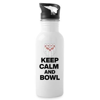 KEEP CALM AND BOWL, STRIKE MEISTER! PIN SNIPER - Trinkflasche mit integriertem Trinkhalm - Weiß - Rechts